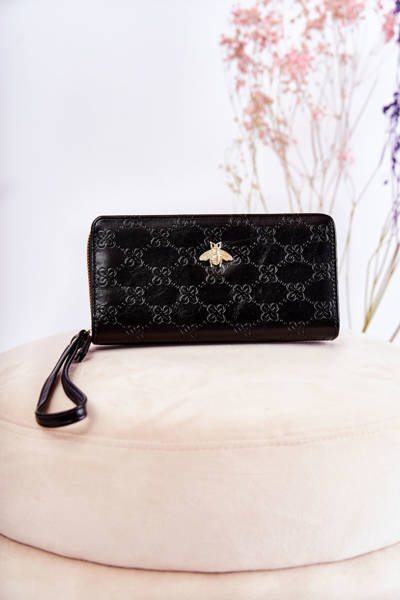 Women's Large Wallet With Ornament Black Fabio