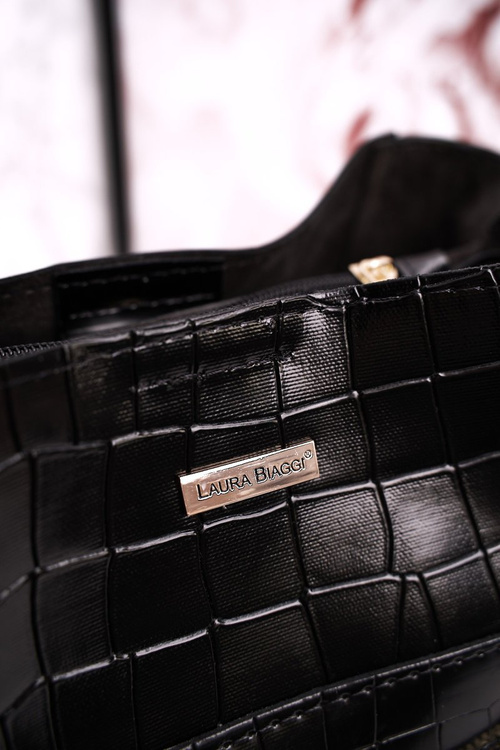 Torebka Worek Z Odpinanymi Paskami LAURA BIAGGI Print Zwierzęcy Czarna