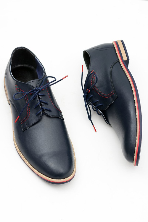 Men's Bednarek Elegant Leather Semi Shoes Pietro Navy Blue