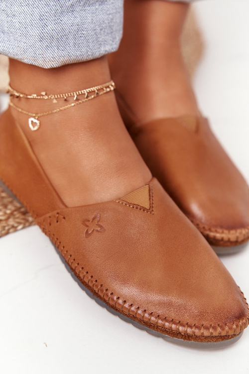 Women's Leather Ballerinas Maciejka Camel 01930-52