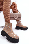 Soft Suede Boots with Crystals D&A MR870-83 Beige