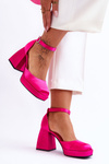 Fashionable Pumps On Massive Heels Fuchsia Sandia