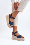 Women's Denim Wedge Sandals Blue Geferia