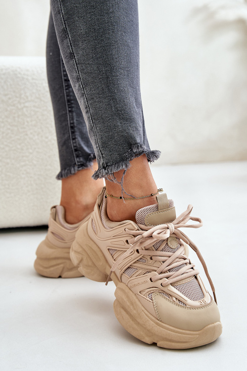 Women's Sneakers on Chunky Sole Beige Amoserna