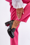 Black Patent Leather Pumps on Chunky Heel Terimene