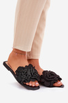 Flat Women's Slippers With Bow Black Tobin