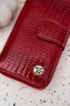 Lacquered Ladies Wallet with Embossing and Gold Detail Red Evlinne