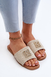 Flat Women's Sandals with Braids and Ornament White Omenna