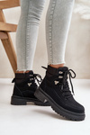 Damskie Sznurowane Trapery Botki Czarne Rabaria