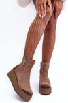 Women's Suede Boots On A Massive Platform Dark Beige Savira