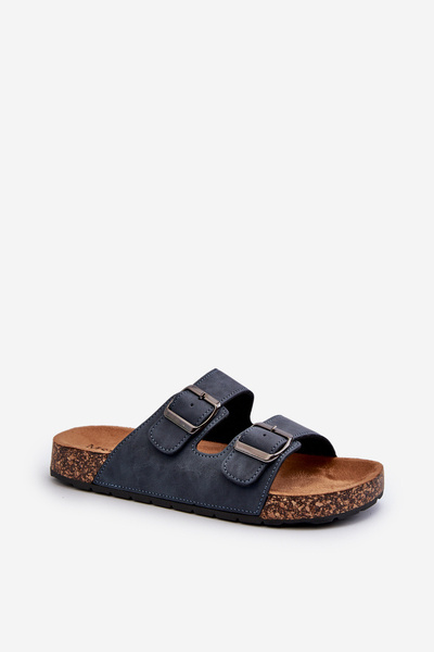 Men's Cork Sole Flip Flops Navy Rosawia