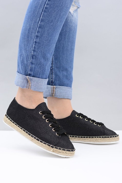 Lu Boo | Black Brocade Fairy Linen Espadrilles