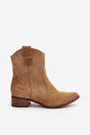 Suede Cowboy Ankle Boots With Low Heel Zazoo 3329 Brown