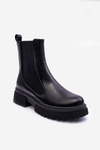 Sztyblety Botki Klasyczne Skóra Czarne Isminna BM67