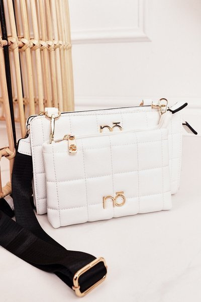 Multifunctional Quilted Messenger Bag NOBO NBAG-K1300 White