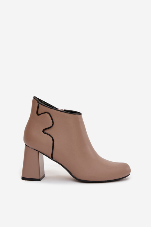 Leather lined ankle boots on heel Beige Ivessara