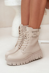 Womens Platform Ankle Boots With Decorative Detail Insulated Light Beige Lyrana