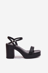 Eco Leather Heeled Sandals Black Lillita