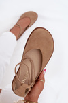 Suede Ballet Flats Women Barefoot With Straps Zazoo 191 Beige