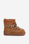 Women's Suede Snow Boots With Thick Lacing D.Franklin DFSH375003 Brown