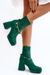 Women's Boots with Heel and Green Chain Tiselo