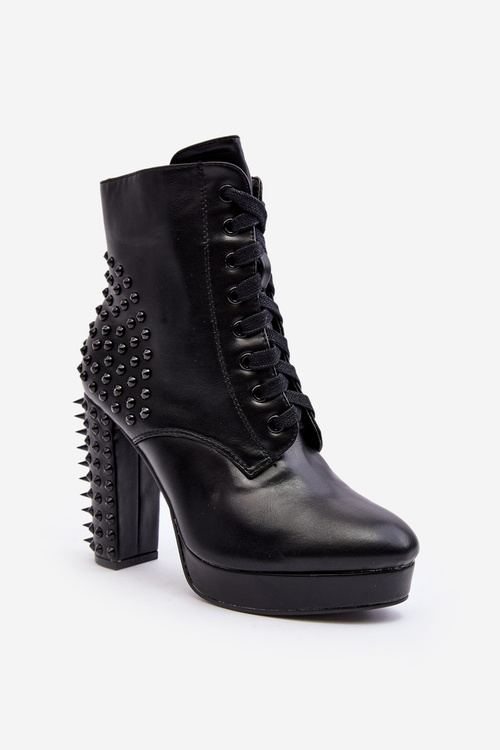 Women's Ankle Boots with Studded Heels Black Alemilla
