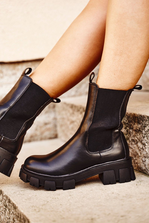 Women's Chelsea Boots On Chunky Platform Black Genius