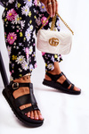 Leather Sandals On Platform Black Tessy