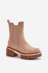 Beige insulated ankle boots with zipper Linneviae