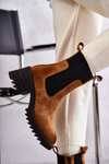 Botki Damskie Ocieplane Obcas Camel Abella