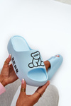Women's Foam Slides on Chunky Sole with Bear Blue Lamira
