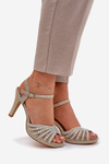 High Heeled Sandals With Decoration And Glitter D&A MR1038-33 Gold