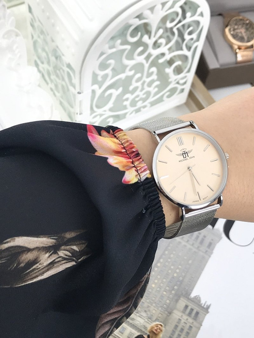 Damski Zegarek Michael John Florence Srebrno Beżowy 40mm