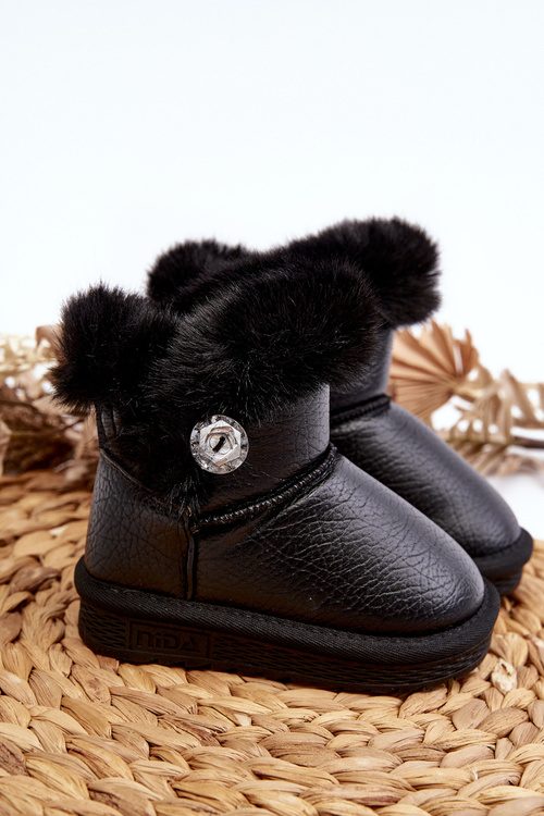Lined Snow Boots with Fur Black Bessie