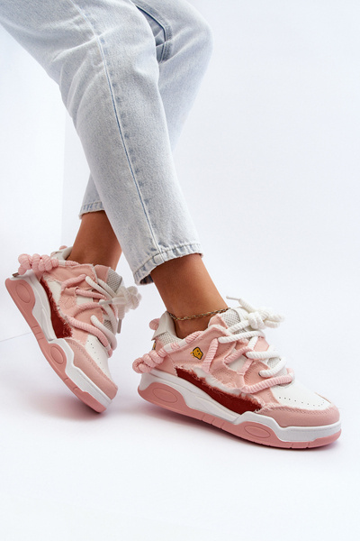 Sneakersy Damskie Grube Sznurowanie Różowe Miatora NB628