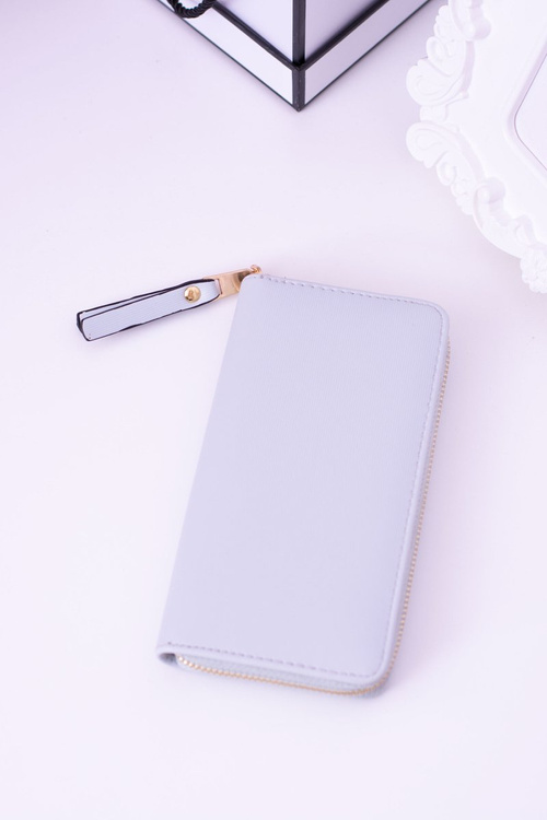 Large Ladies Striped Gray Wallet Gold Plated Hardware