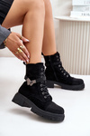 Insulated Ankle Boots Workers With Decoration Black S.Barski HY42-281