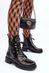 Glossy Boots with Ornament Workery Black Emmber