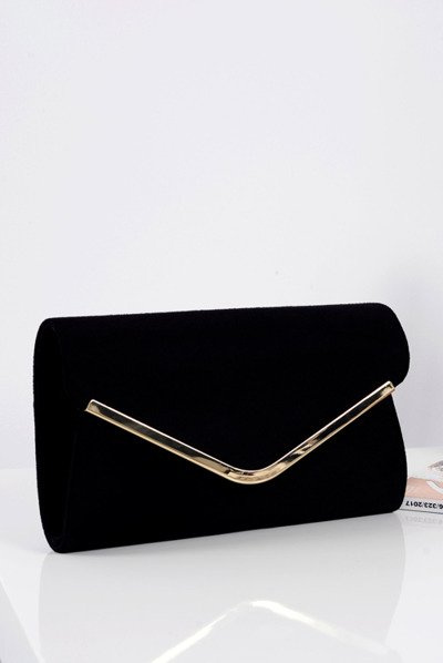 Women's Black Suede Clutch with Decoration