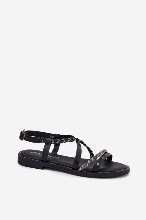 Flat Sandals With Decorative Straps Vinceza 17379 Black