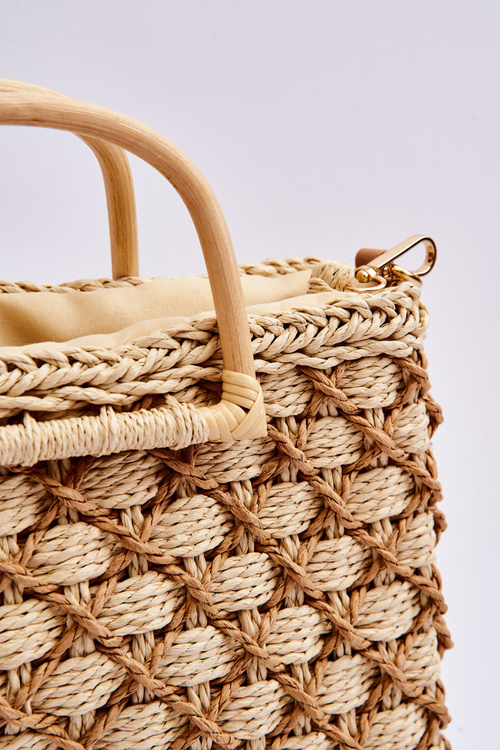 Braided Rigid Messenger Bag Light Beige