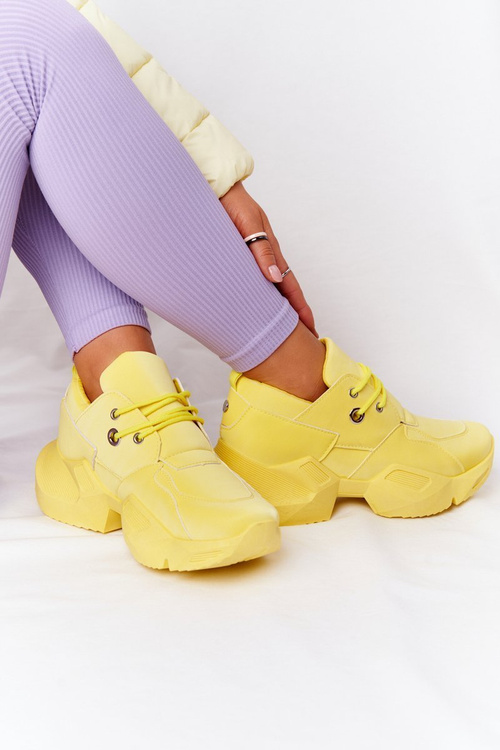 Women's Sneakers On A Chunky Sole Yellow Bubbly