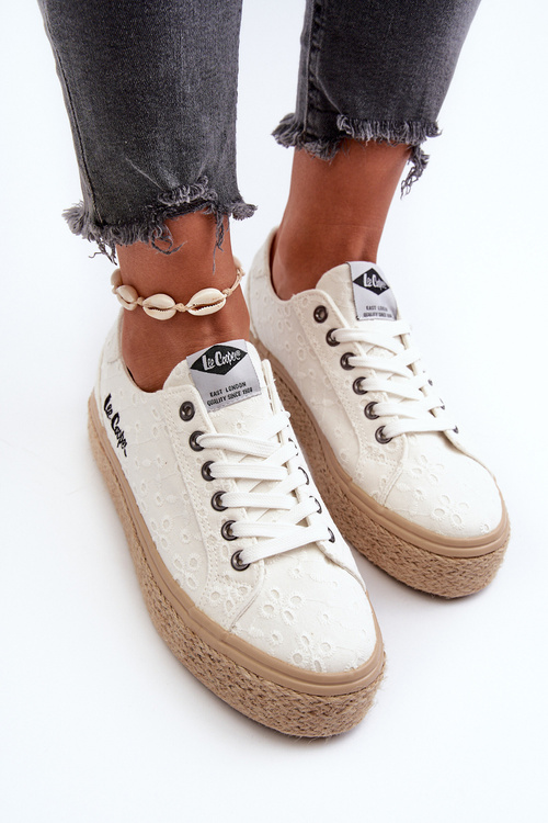 Trampki Koronkowe Z Plecionką Białe Lee Cooper LCW-24-44-2425