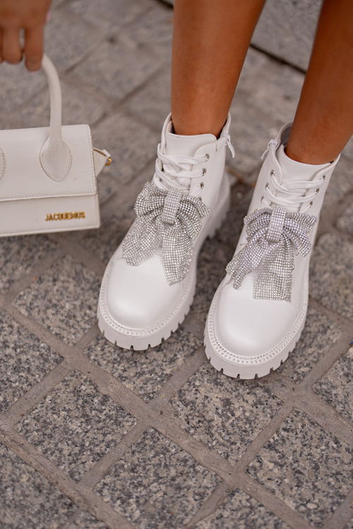 Botki Kokarda Damskie Białe Ocenttia