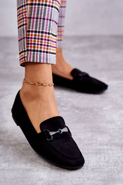 Suede loafers with decoration Black Santi