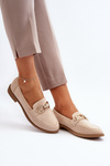 Women's Suede Moccasins with Flat Heel Beige Misal