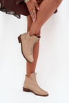 Leather Ankle Boots With Zipper Beige Zazoo 2785/079