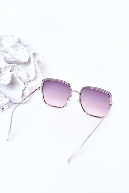 Silver Square Sunglasses Grey-Pink Ombre
