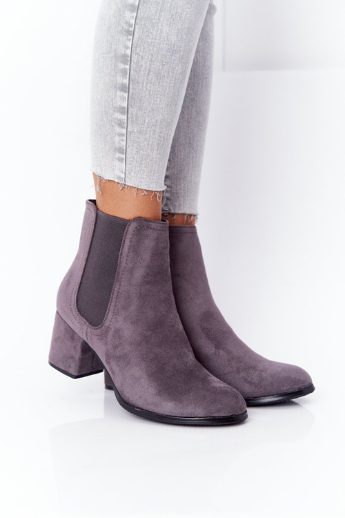 Women's Insulated Chelsea Boots On A Block Heel Grey Juliette