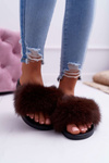 Women's Flip Flops with Natural Fur Coffee Naturis